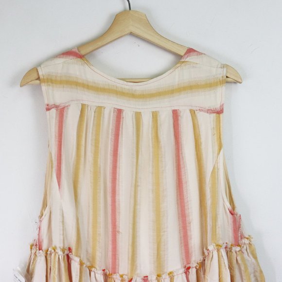 NWT Free People Do It Again Frayed‎ Trim Mini Dress Fresh Almond Stripe X Small - Picture 9 of 13